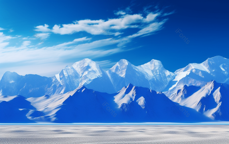 蓝天白云下的雪山山脉地平线唯美景色,高清,摄影图,摄影图片,图片大全,摄影图免费下载